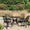 vidaXL Biatro Set 5 Piece Outdoor Furniture Set Balcony Bistro Table and Chairs Patio Garden Balcony Table Chairs Furniture Cast Aluminium Bronze
