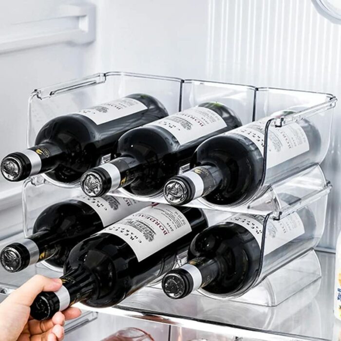 CLVR THNGZ - 3 Pack Water Bottle Storage Holder - Stackable Wine Rack - Drink Organizer Shelf for Kitchen Countertops, Cabinets, Pantry, Fridge -