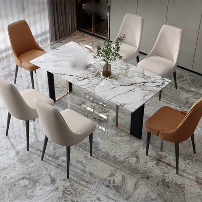 WALNUT Pu Leather Dining Chair Simple Leisure Chair Back Stool Dining Chair with Armrests Home Furniture