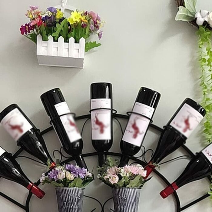 DLOETT Wine Rack Wall Hanging Wall Rack Personality Support European Retro Wrought Iron Display Cabinet