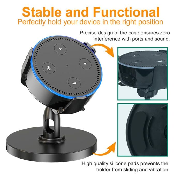 For Alexa Echo Dot 2nd Holder Desktop Stand 360° Adjustable Speaker Accessory Rack, Space Saving for Kitchen, Bathroom and Bedroom (Alexa Echo Do