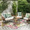 Artscope Set of 4 Decorative Cushion Covers 45x45cm, Tropical Plants Waterproof Throw Pillow Covers, Perfect to Outdoor Patio Garden Bench Living