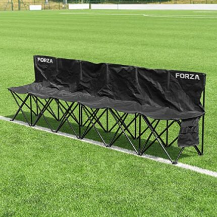 FORZA Portable Aluminium Team Benches - 4, 6 & 8 Seat Benches Available | Folding Chairs for Subs (Without Team Shelter, 6 - Seater Pro)