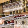 Wine Glass Rack Ceiling Hanging Shelves Bottle Holder Glass Shelf, Industrial Retro Decor Wall Mounted Wine Glass Rack Living Room Bar Furniture