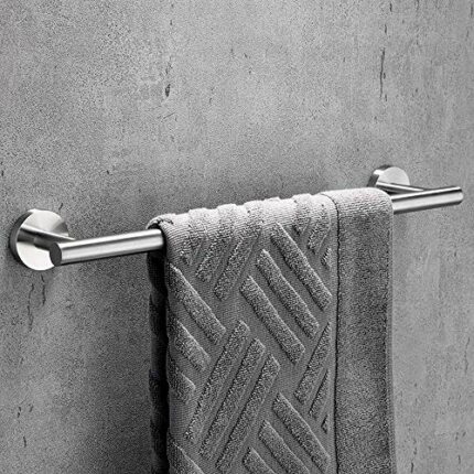 bowarepro Stainless Steel Towel Rail 30CM Wall Mounted Chrome Towel Holder Towel Hanger for Bathroom Kitchen Brushed Finish 30cm/12in (Silver)