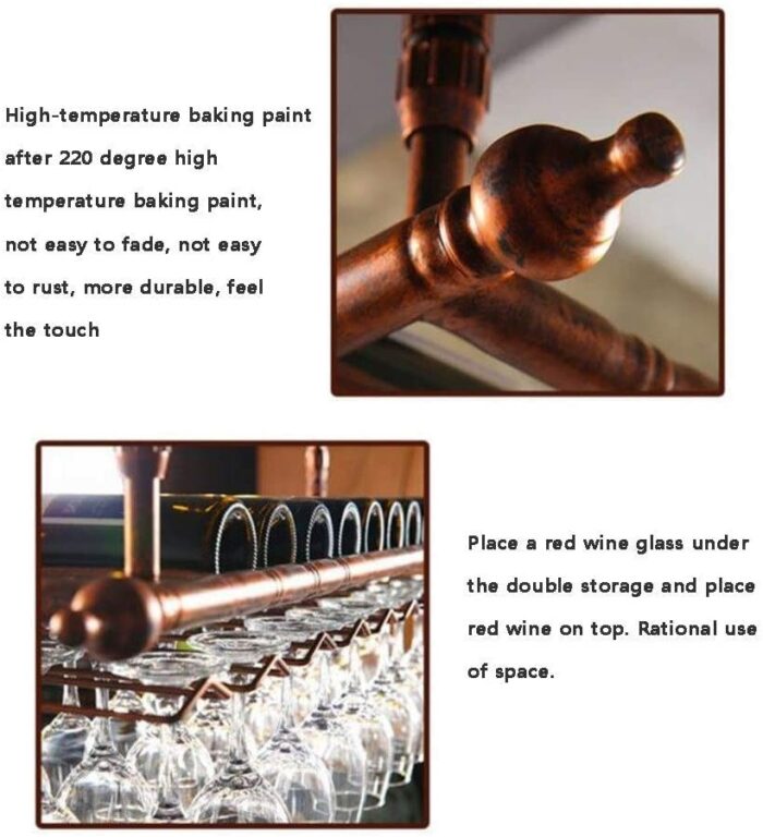 EMISOO Hanging wine bottle rack decoration,Wine rack wine glass rack, upside down home bar creative goblet rack (Color : Black, Size : 80 * 30cm)