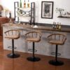 DINGZZ Solid Wood Nordic Swivel Bar Chairs Backrest Bar Stools Home Kitchen Furniture Height Adjustment Bar Chair Dining Chair (Color : Argento,