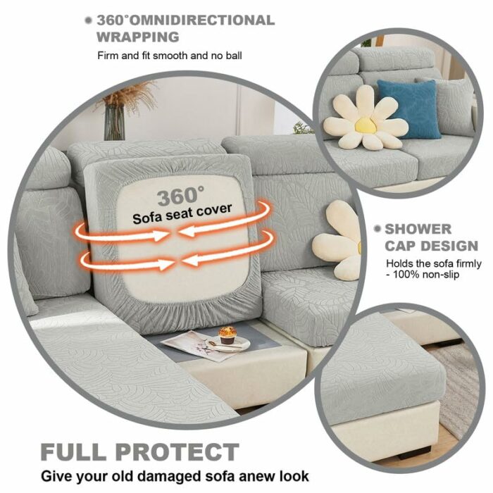 OKYUK High Stretch Universal Sofa Slipcover, Wear-Resistant Sofa Cover 1 Piece, L Shape Sectional Couch Covers, Separate Cushion Couch Chaise Cov