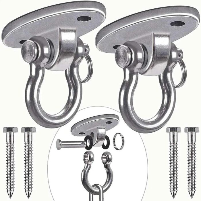 Besthouse Set of 2 Permanent Antirust Stainless Steel 304 Heavy Duty Swing Hangers 900Kg Capacity, 180° Swing, Yoga Hammock Chair Sandbag, Swing