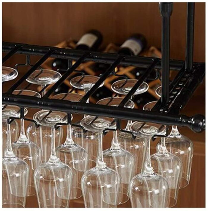 EMISOO style hanging wine glass rack, bar creative wine rack, home upside down goblet rack, bar wine rack decoration (Color : Brown, Size : 60 *