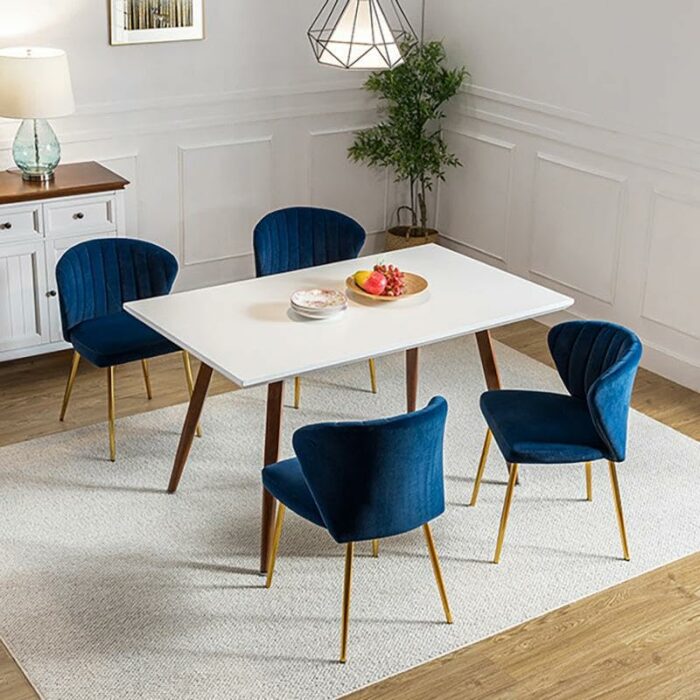 FABRICATION HAUS Velvet Dining Chair Modern Vanity Chair Kitchen Accent Occasional Chair with Metal Gold Legs for Dining Room Living Room, NAVY