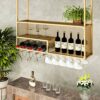 Qunine Wine Glass Hanging Rack, Wall Mounted Wine Rack,Bottle & Glass Holder,Clear Storage Store Red, White, Champagne, Floating Wine Shelf and G