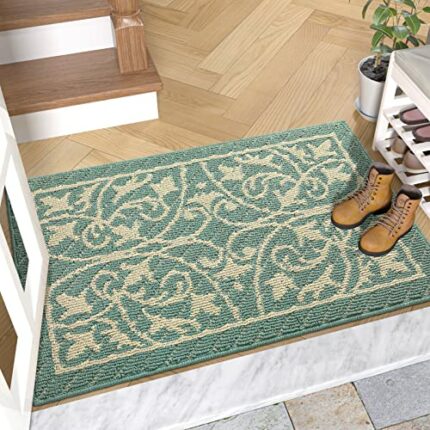 DEXI Door Mat Entry Indoor Floor Mats Inside Doormat Front Entrance Rug Machine Washable,23.5"x35.5",Dark Sea Green