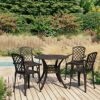 vidaXL Biatro Set 5 Piece Outdoor Furniture Set Balcony Bistro Table and Chairs Patio Garden Balcony Table Seats Furniture Cast Aluminium Bronze