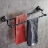 VERDDE Black and Gold Carved Bathroom Accessories Set Aluminum Bath Hardware Sets Towel Rack,Paper Holder Toilet Brush Holder Towel Bar