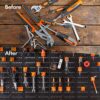 VonHaus Garage Tool Storage with Shelf & Pegboard For Multiple Tools, Garden Tool Rack for Easy Access to 50+ Tools and Accessories, Tool Board F