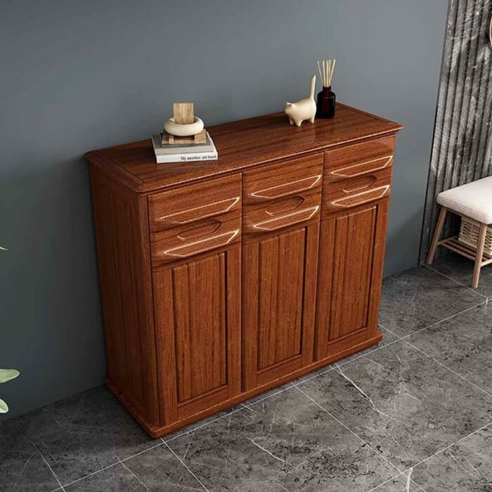 LUKEO Solid Wood Shoe Cabinet Living Room Storage Shoe Cabinet Of Design The Corners are Smooth and Polished