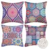Velvhom Outdoor Waterproof Cushion Covers 50 x 50cm Modern Ethnic Pillowcase Mandala Floral 4 Pack Throw Pillow Cover Abstract Art Hippy Cushion