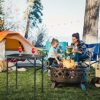 Anbte Folding Camping Table with Storage Net, Pure Black Aluminum 2ft Picnic Table 60cm x 40cm Outdoor Table Adjustable Height Max 27 inch, Light