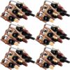 Roshtia 6 Pack Wine Rack, Wood Wine Storage Racks Countertop, 6 Bottles Wooden Stackable Wine Cellar Racks, Foldable Standing Storage Holder Rack