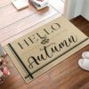 Bayson Autumn Door Mat Hello Autumn Indoor Front Doormat Non-Slip Patio Entrance Mat Durable Natural Rubber Easy Clean Patio Entrance Mat 17x30In