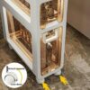 Bathroom Floor Cabinet Storage with 4 Drawers and Casters, Corner Floor Cabinet Large Capacity Narrow Dresser Tower Vertical Storage for Bathroom