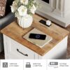 WAMPAT End Table, Wood Nightstand with 2 Drawers, Sofa Side Table with with Storage for Living Room, Mid Century Bedside Table for Bedroom, Antiq