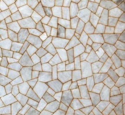 Gifts And Artefacts 42 x 42 Inches White Quartz Stone Epoxy Art Dining Table Top with Golden Foil Square Shape Kitchen Table for Home Decor