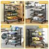 bimiti Vegetable Storage Rack 5 Tier Kitchen Trolley Basket on Wheel Metal Vegetable Rack Fruit Basket Trolley Utility Kitchen Storage Cart for k