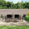 vidaXL Garden Dining Set 7 Piece, Table and Chairs for Patio, Outdoor Lounge Set for Dinner, Dinner Table Set, Modern Style, Poly Rattan and Stee
