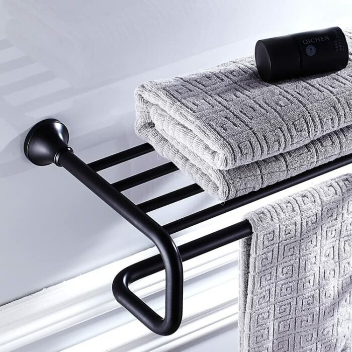 HIGOH Towel Racks, Bathroom Towel Rack Wall Mounted Towel Holder,Bath Towel Holder, Antique Towel Rack,European Retro Brass Bathroom Hardware