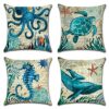 Artscope Set of 4 Decorative Cushion Covers 45x45cm, Tropical Plants Waterproof Throw Pillow Covers, Perfect to Outdoor Patio Garden Bench Living