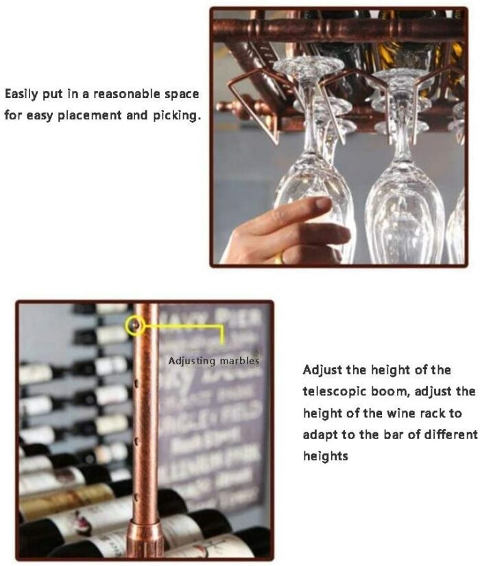 EMISOO Hanging wine bottle rack decoration,Wine rack wine glass rack, upside down home bar creative goblet rack (Color : Black, Size : 80 * 30cm)