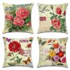 Artscope Set of 4 Decorative Cushion Covers 45x45cm, Tropical Plants Waterproof Throw Pillow Covers, Perfect to Outdoor Patio Garden Bench Living