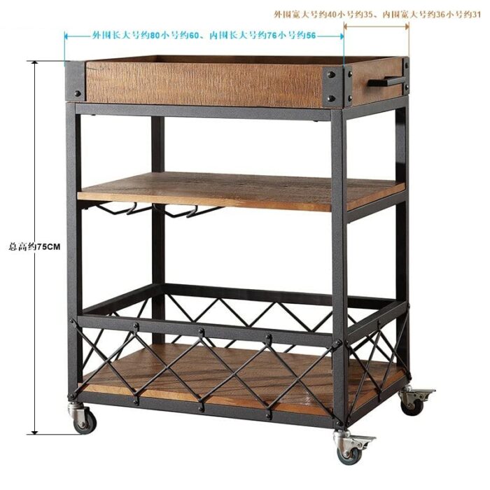 ZCMEB Restaurant Food Delivery Cart Hotel Clubhouse Wine Cart Trolley Service Cart Drink Tea Trolley Kitchen Cart (Color : D, Size : 80 * 40 * 75