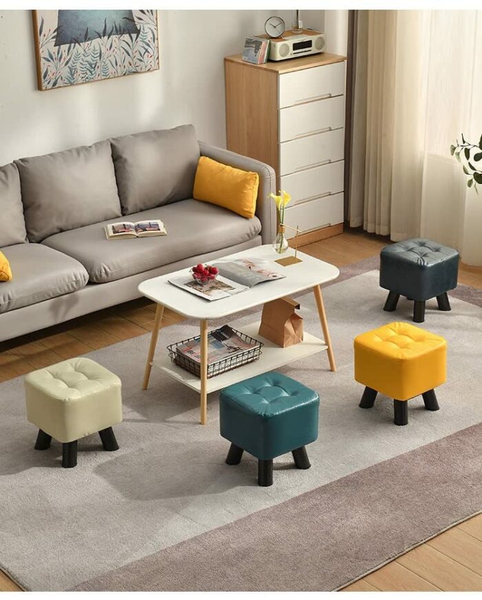 DINGZZ Home Solid Wood Stool Fashion Living Room Furniture Sofa Stool Ottomans Changing Shoe Stool Coffee Table Stool (Color : 3-pack, Size : 29x