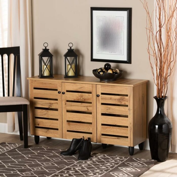 TJLSS Home Foyer Corridor Three-door Shoe Cabinet Shoe Rack Organizer Household Items Multi-layer Shoe Cabinet