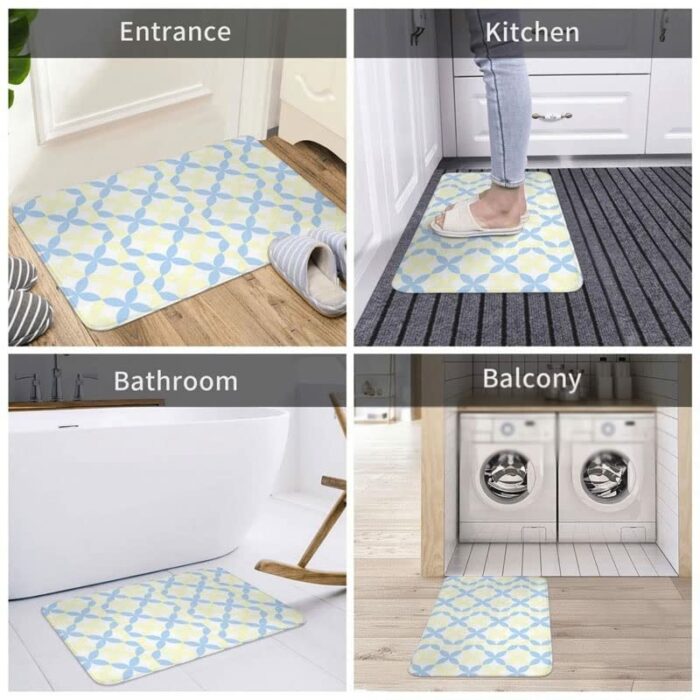 JJZXD Yellow and Blue Patterns Polyester Doormat Rug Carpet Mat Footpad Non-slip Sand Scraping Entrance Kitchen (Color : D, Size : 50cmx80cm)