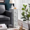 CIADAZ Narrow Dresser Tower with 4 Drawers, Easy Pull Handle Narrow Dresser Tower Sturdy Metal Frame Bathroom Little Cabinet Stand Slim Side Stor