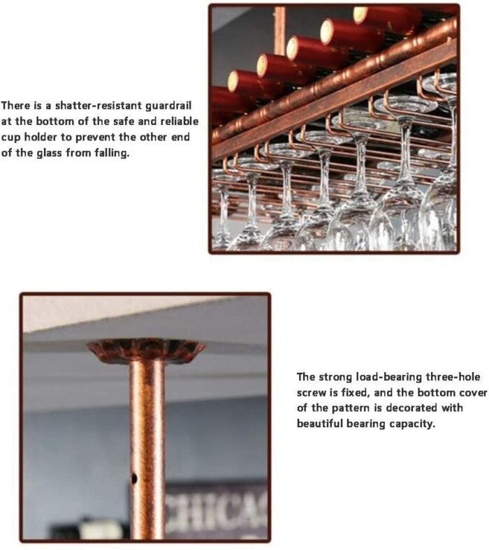 EMISOO Hanging wine bottle rack decoration,Wine rack wine glass rack, upside down home bar creative goblet rack (Color : Black, Size : 80 * 30cm)