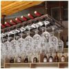 Ceiling Simple Retro Metal Iron Wine Rack Creative Display Stylish Simplicity Goblet Holder Wine Glass Holder Adjustable Height Restaurant Kitche