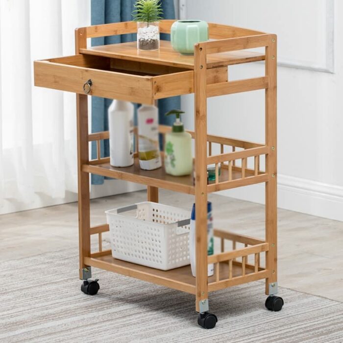 SLNFXC Removable Dining Cart 3-tier Dining Cart Small Living Room Cart Kitchen Storage Rack (Color : Argento, Size : 81CM*53CM)