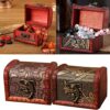 4 Pieces, Mini Wooden Treasure Chest, Small Wooden Treasure Chest, Vintage Small Treasure Chest, Wooden Chest, Small Vintage Wooden Jewellery Box