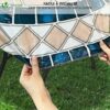 VOUNOT Round Tablecloth Covers Elastic Outdoor Picnic Waterproof Table Cover Ceramic Pattern 90-120cm
