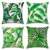 Artscope Set of 4 Decorative Cushion Covers 45x45cm, Tropical Plants Waterproof Throw Pillow Covers, Perfect to Outdoor Patio Garden Bench Living
