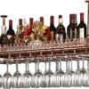Wine racks 80cm - Bottle Goblet Glass Holder Ceiling Vintage Bar Floating Shelf, Industrial Under Shelve Hanging Rack Holder, Cafe Tableware Bott