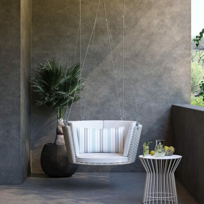 WALNUT Patio Garden Entrance Terrace Wicker/Rattan Porch Swing, Gray, Taupe (Color : A)