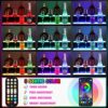 Qunclay 2 Pack LED Lighted Liquor Bottle Display Shelf 20 Inch 2 Step Illuminated Bar Bottle Shelf for Home Commercial Bar Counter Party, Acrylic