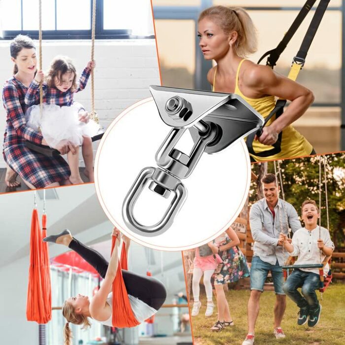 Heavy Duty Swing Hangers 360°Rotate Heavy Duty Hooks for Hanging 304 Stainless Steel Swivel Hammock Hooks Swing Hook for Ceiling Wooden Porch, Gy
