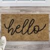Barnyard Designs ‘Hello’ Doormat, Indoor/Outdoor Non-Slip Rug, Front Door Welcome Mat for Outside Porch Entrance, Home Entryway Farmhouse Decor,